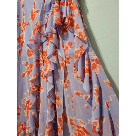 NWT Eliza J Floral Halter Maxi Dress with bottom Ruffle. Size 10. Lined. Beauty! - Picture 5 of 12